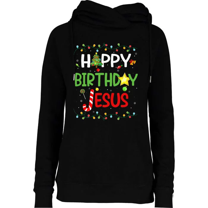 Happy Birthday Jesus Ugly Sweater Christmas Funny Pajama Womens Funnel Neck Pullover Hood