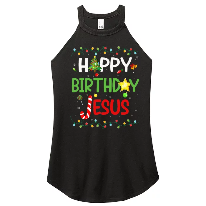 Happy Birthday Jesus Ugly Sweater Christmas Funny Pajama Women’s Perfect Tri Rocker Tank