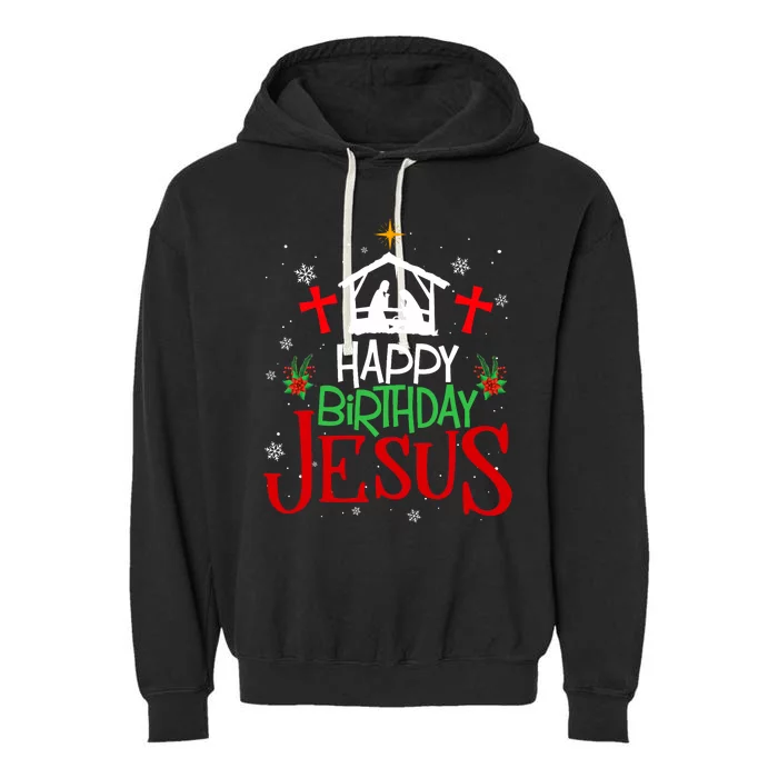 Happy Birthday Jesus Funny Christian Christmas Holiday Gifts Garment-Dyed Fleece Hoodie