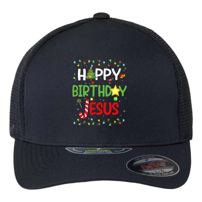 Happy Birthday Jesus Ugly Sweater Christmas Funny Pajama Flexfit Unipanel Trucker Cap