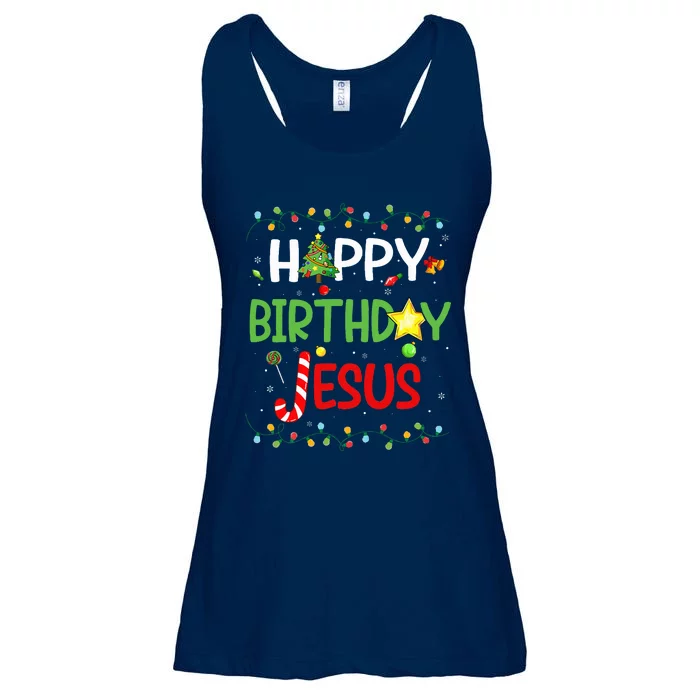 Happy Birthday Jesus Ugly Sweater Christmas Funny Pajama Ladies Essential Flowy Tank