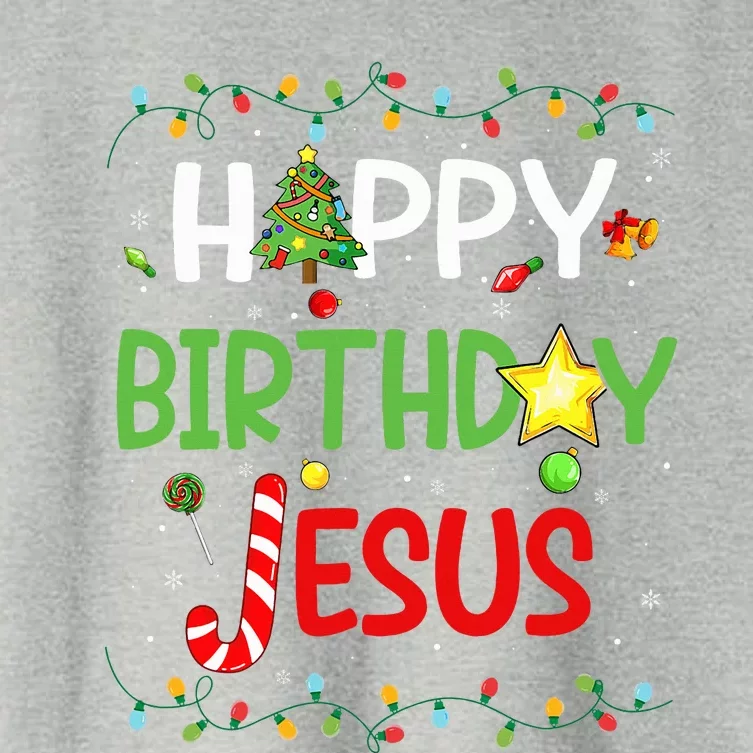 Happy Birthday Jesus Ugly Sweater Christmas Funny Pajama Women's Crop Top Tee