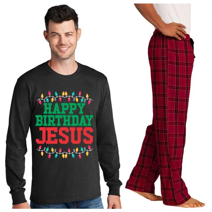 Happy Birthday Jesus Christian Christmas Gift Long Sleeve Pajama Set