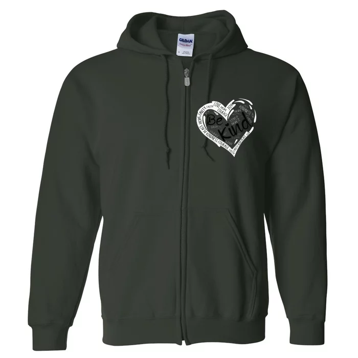 Heart Be Kind Anti Bullying Unity Day Orange Words Full Zip Hoodie