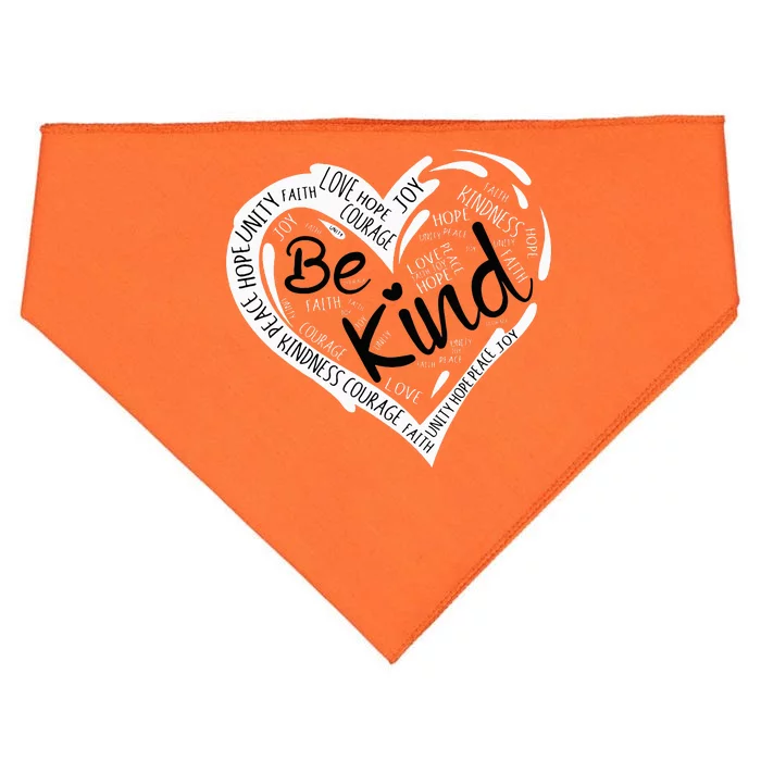 Heart Be Kind Anti Bullying Unity Day Orange Words USA-Made Doggie Bandana