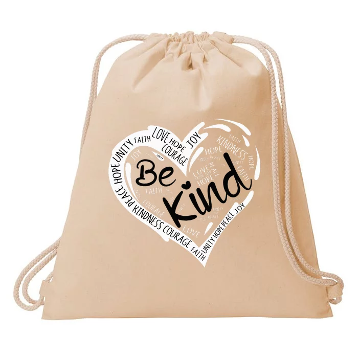 Heart Be Kind Anti Bullying Unity Day Orange Words Drawstring Bag