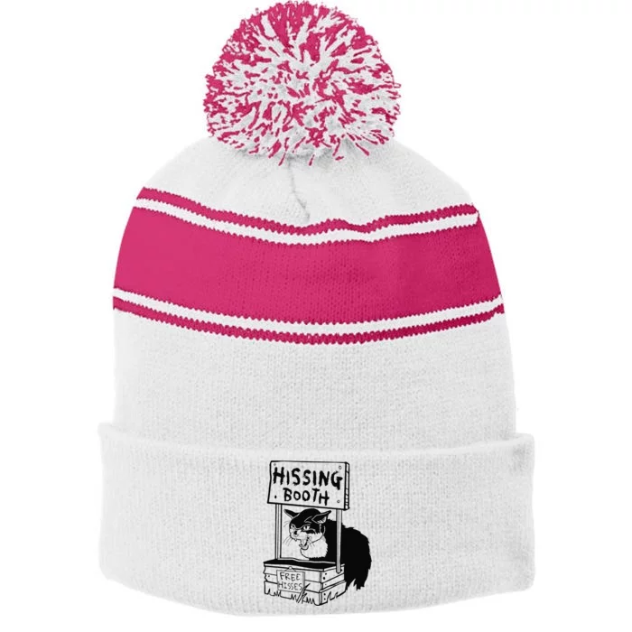 Hissing Booth Kitten Kitty Cat Furmom Furdad Stripe Pom Pom Beanie