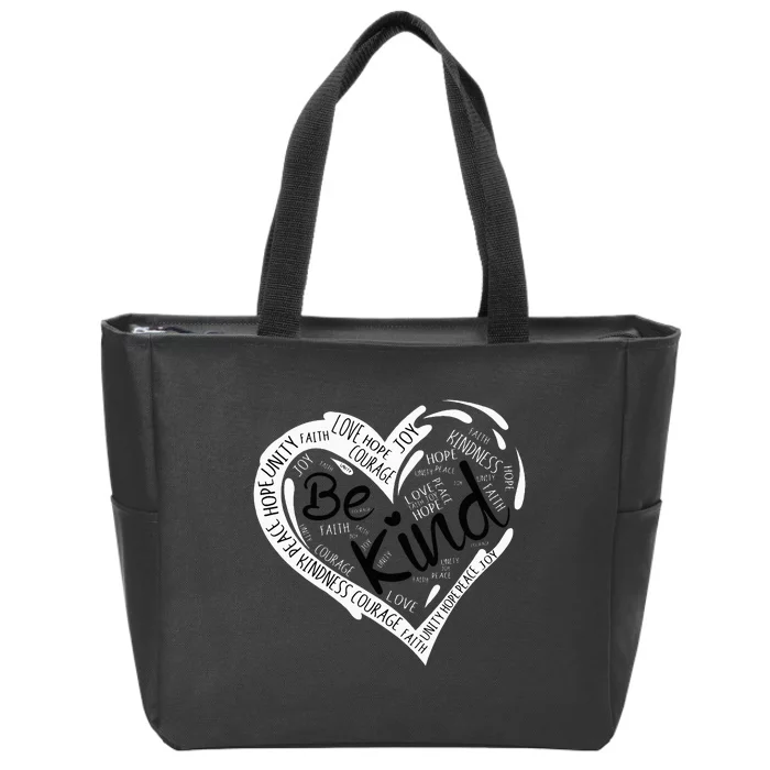 Heart Be Kind Anti Bullying Unity Day Orange Words Zip Tote Bag