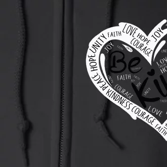 Heart Be Kind Anti Bullying Unity Day Orange Words Full Zip Hoodie