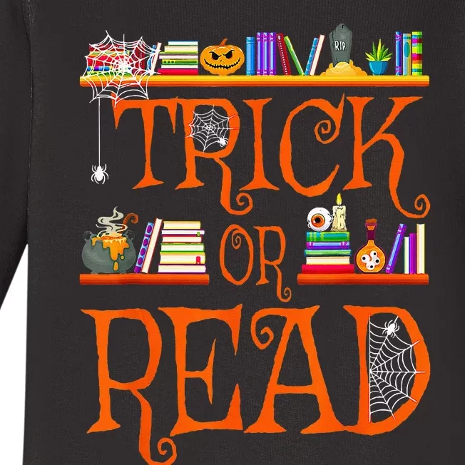 Halloween Book Lovers Librarian Trick Or Read Library Event Baby Long Sleeve Bodysuit