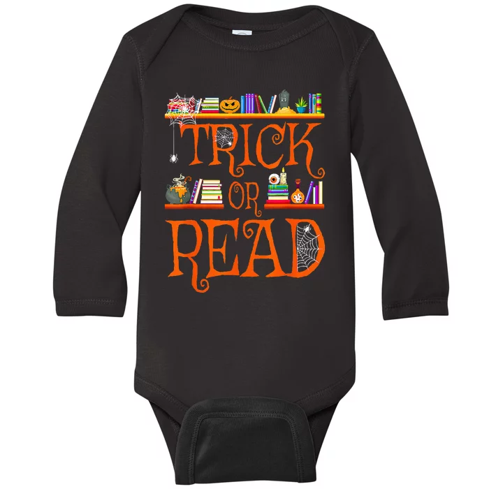 Halloween Book Lovers Librarian Trick Or Read Library Event Baby Long Sleeve Bodysuit