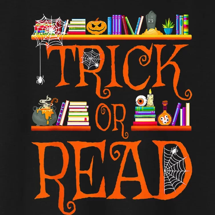 Halloween Book Lovers Librarian Trick Or Read Library Event Women's Crop Top Tee