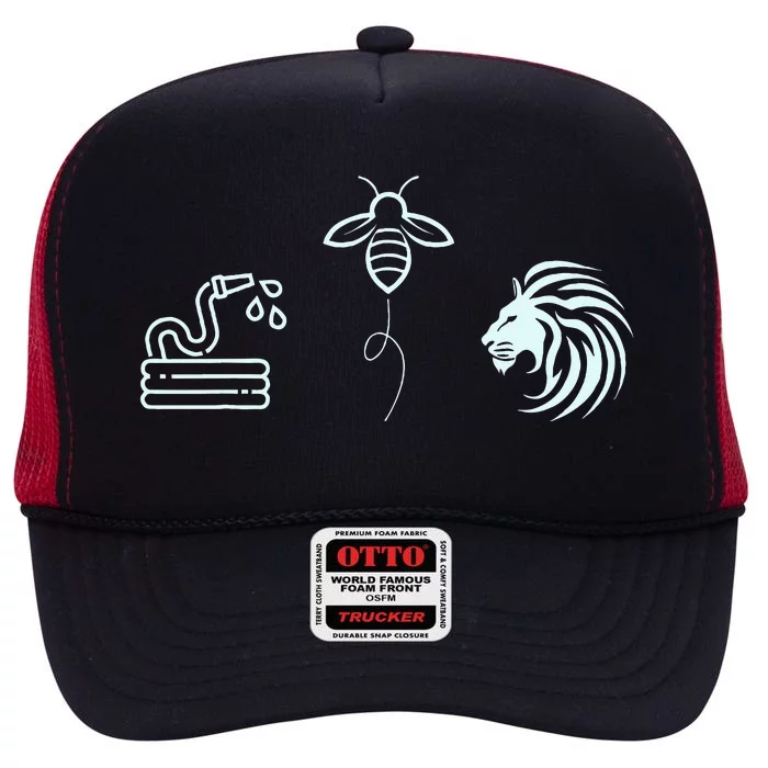 Hose Bee Lion Icons Hoes Be Lying Pun High Crown Mesh Trucker Hat