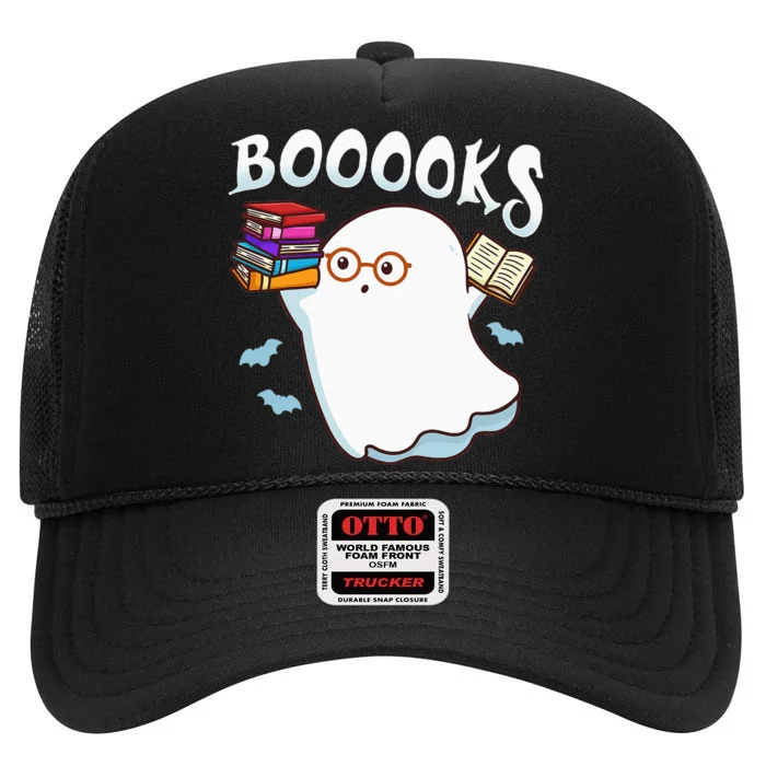 Halloween Books Librarian English Teacher Reader Reading High Crown Mesh Trucker Hat