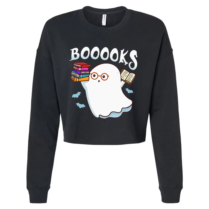 Halloween Books Librarian English Teacher Reader Reading Cropped Pullover Crew