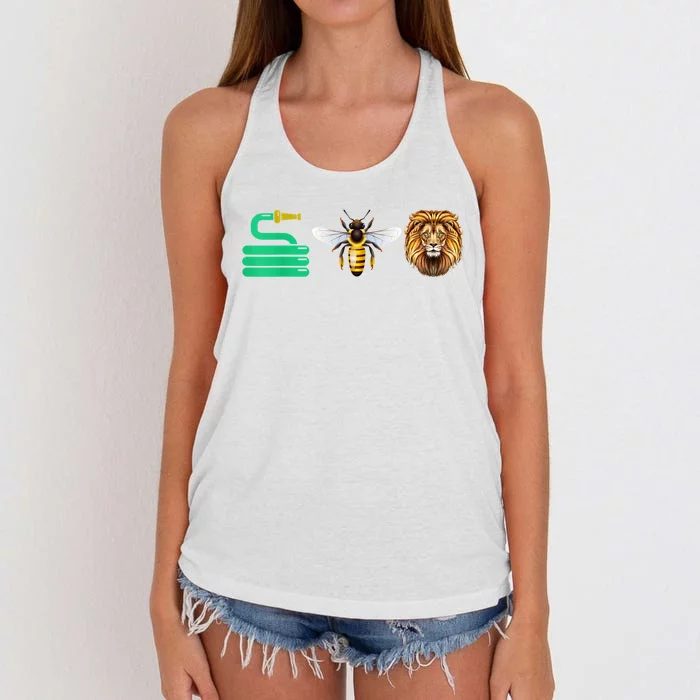 Hose Bee Lion Hose Be Lying Funny Women's Knotted Racerback Tank