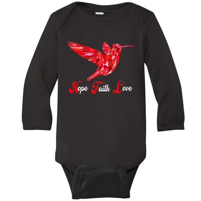 Humming Bird Love Faith Hope World AIDS Day Baby Long Sleeve Bodysuit