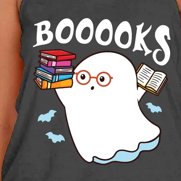 Halloween Books Librarian English Teacher Reader Reading Women's Knotted Racerback Tank