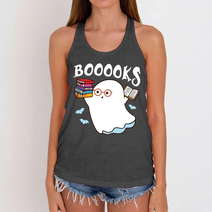 Halloween Books Librarian English Teacher Reader Reading Women's Knotted Racerback Tank