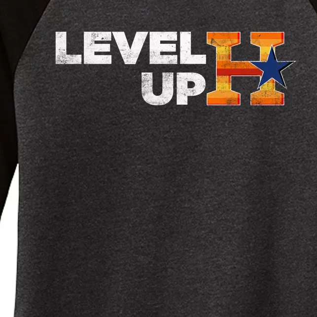 Houston Baseball Level Up Champions Women's Tri-Blend 3/4-Sleeve Raglan Shirt