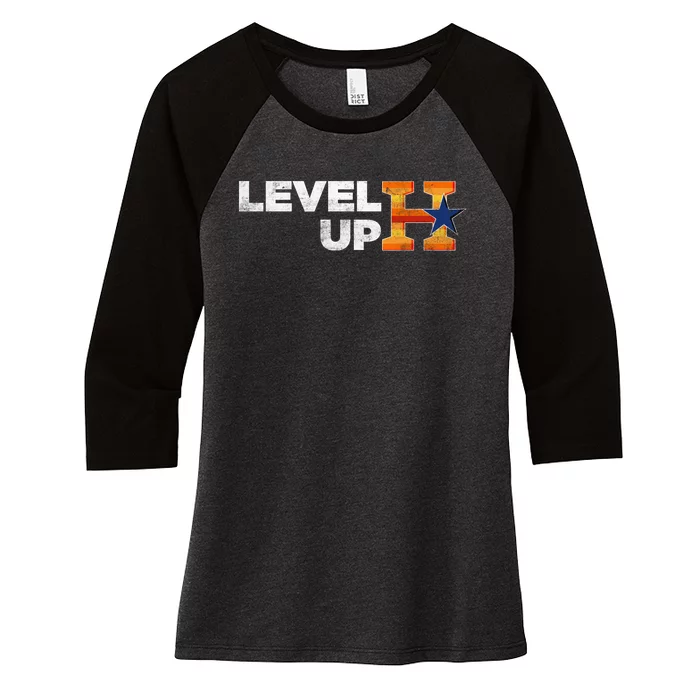 Houston Baseball Level Up Champions Women's Tri-Blend 3/4-Sleeve Raglan Shirt