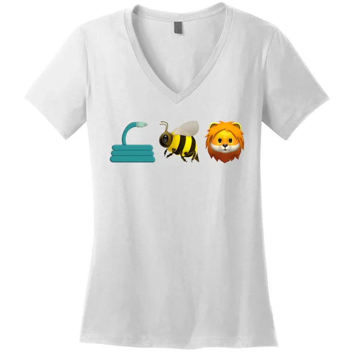 Hose Bee Lion Emoji Women's V-Neck T-Shirt