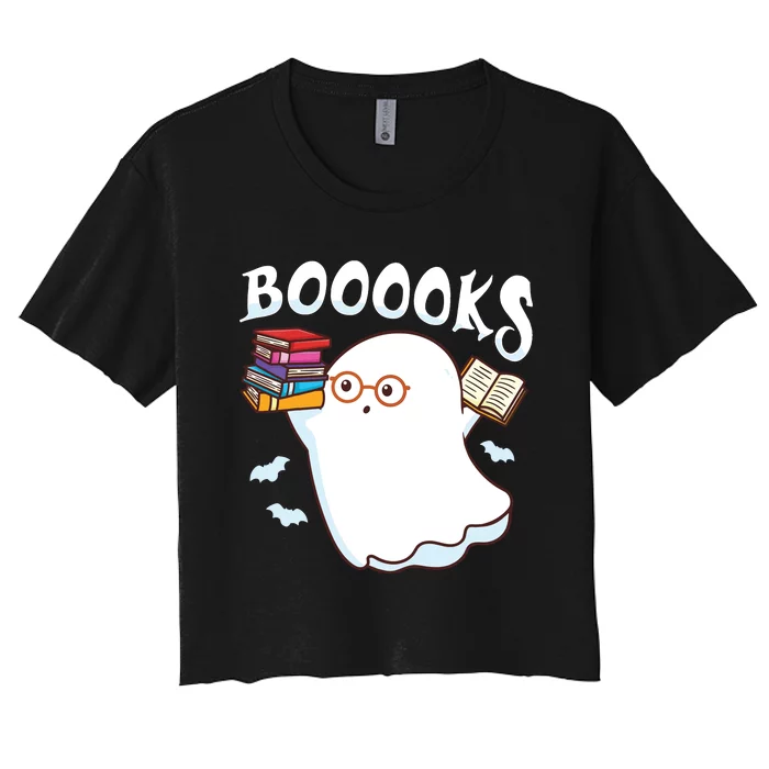 Halloween Books Librarian English Teacher Reader Reading Women's Crop Top Tee