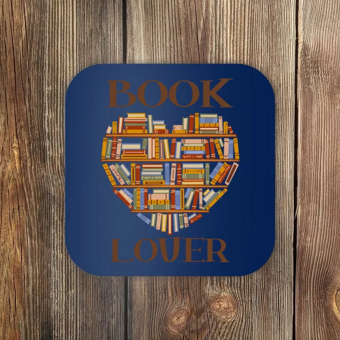 Heart Book Lover Gift For Reading Books Coaster