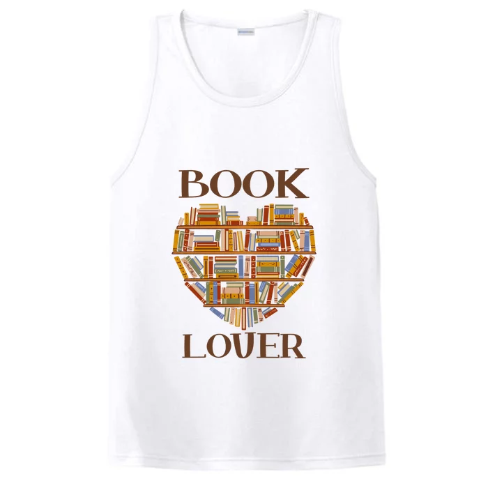 Heart Book Lover Gift For Reading Books Performance Tank