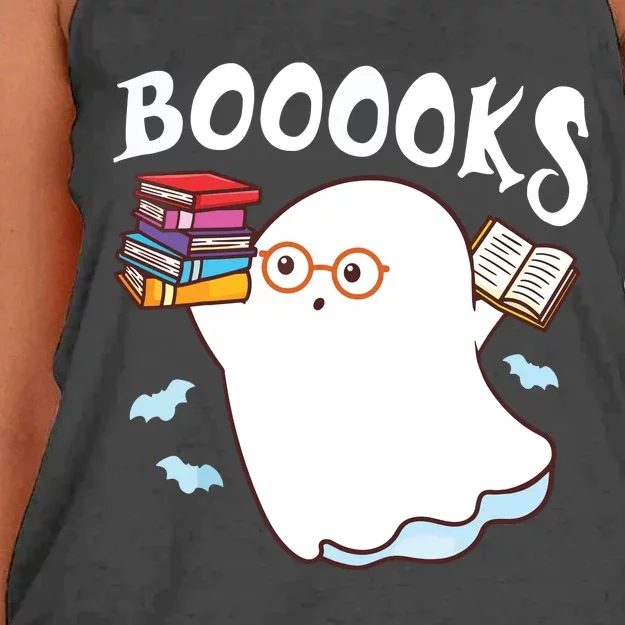 Halloween Books Librarian English Teacher Reader Reading Women's Knotted Racerback Tank