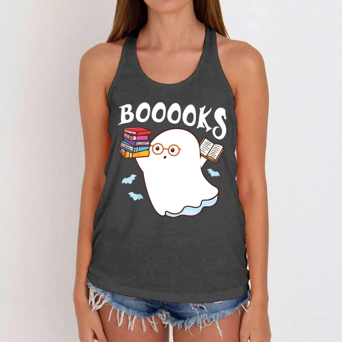 Halloween Books Librarian English Teacher Reader Reading Women's Knotted Racerback Tank