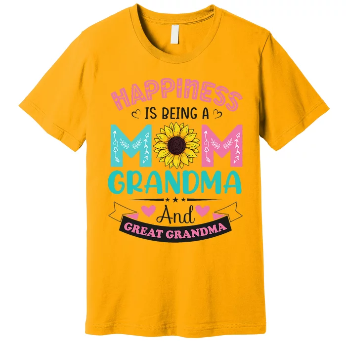 Happiness Being Mom Grandma Great Grandma Mothers Day Premium T-Shirt