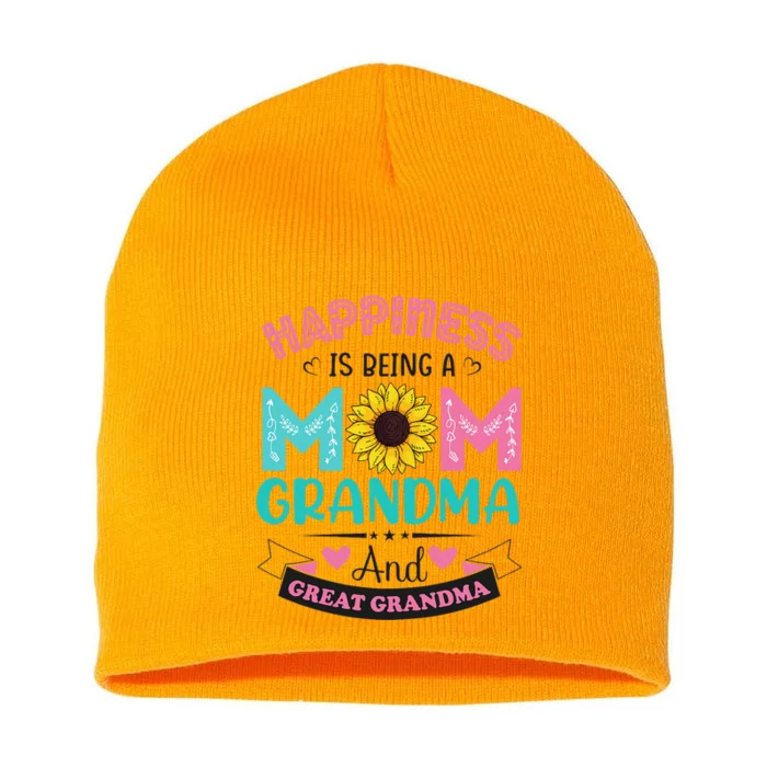 Happiness Being Mom Grandma Great Grandma Mothers Day Short Acrylic Beanie