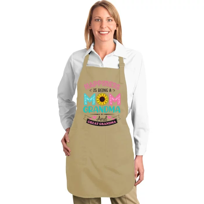 Happiness Being Mom Grandma Great Grandma Mothers Day Full-Length Apron With Pocket