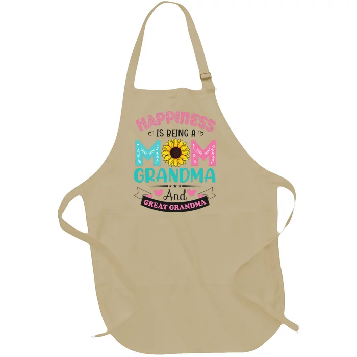 Happiness Being Mom Grandma Great Grandma Mothers Day Full-Length Apron With Pocket