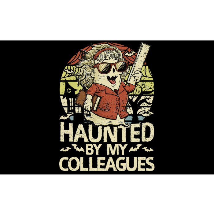 Haunted By My Colleagues Women Teacher Halloween Ghost Funny Bumper Sticker