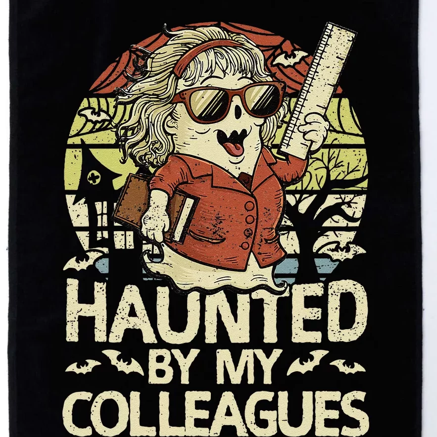 Haunted By My Colleagues Women Teacher Halloween Ghost Funny Platinum Collection Golf Towel