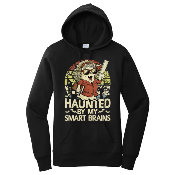 Haunted By My Smart Brains Halloween Teacher Ghost Women Women's Pullover Hoodie