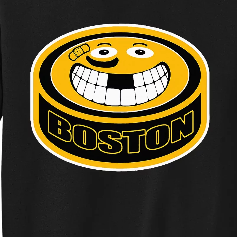 Hockey Boston Mass. Funny Puck Smile Face Sweatshirt