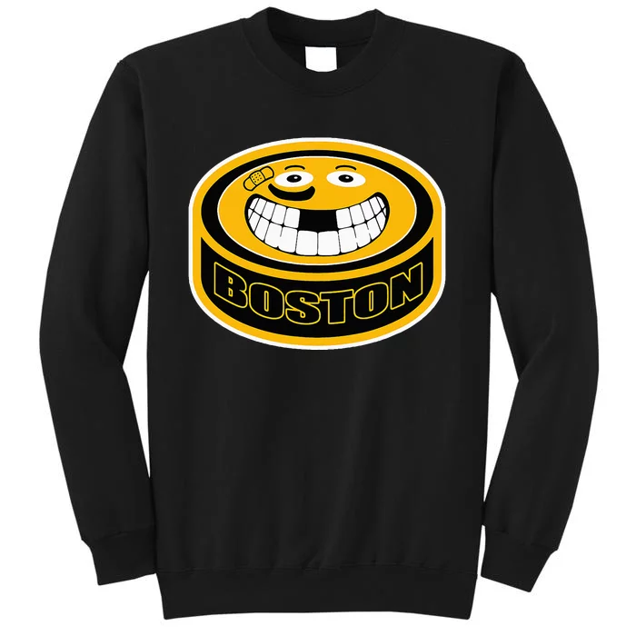 Hockey Boston Mass. Funny Puck Smile Face Sweatshirt