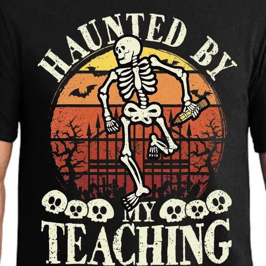 Haunted By My Teaching Spooky Skeleton Halloween Teacher Pajama Set