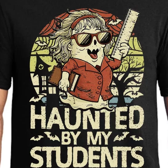 Haunted By My Students Funny Ghost Halloween Teacher Women Pajama Set