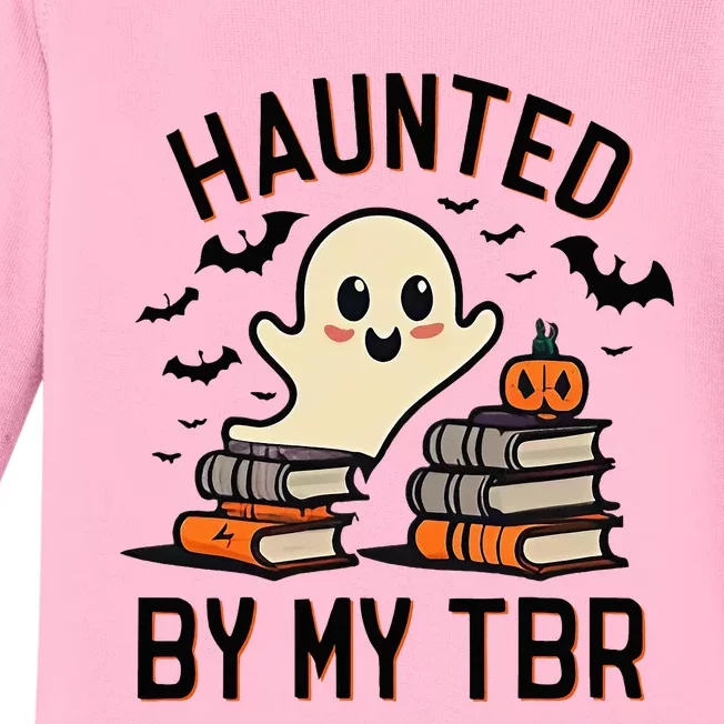 Haunted By My Tbr Boo Halloween Book Baby Long Sleeve Bodysuit