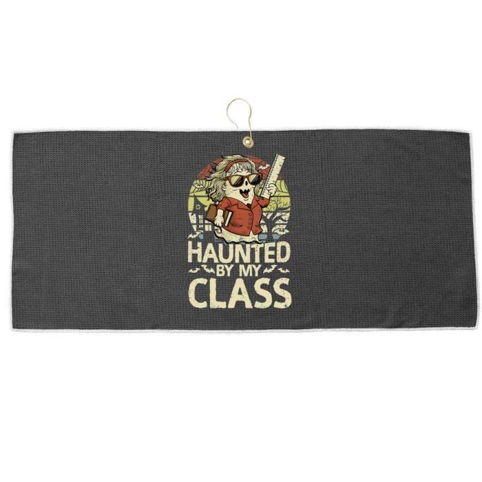 Haunted By My Class Funny Women Ghost Halloween Teacher Large Microfiber Waffle Golf Towel