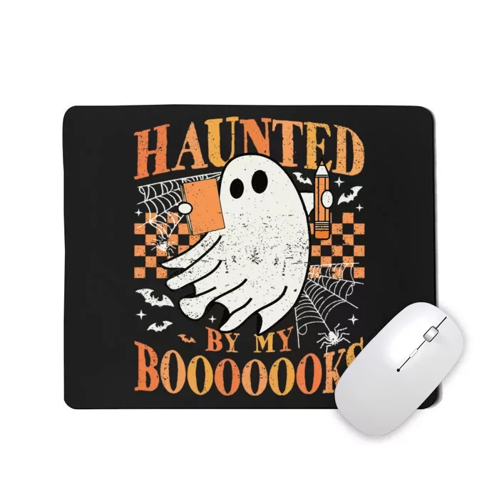 Haunted By My Books Ghost Halloween Teacher Librarian Mousepad