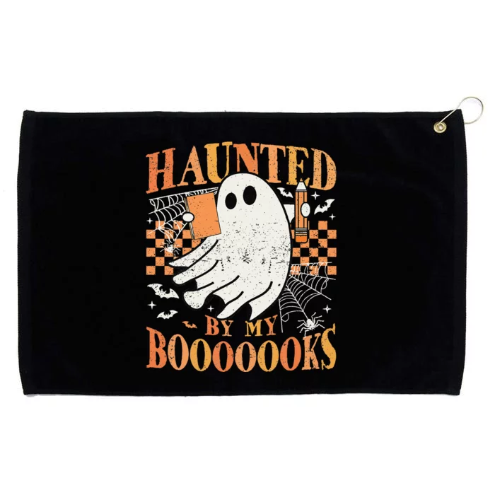 Haunted By My Books Ghost Halloween Teacher Librarian Grommeted Golf Towel