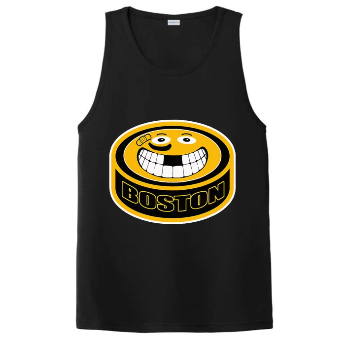 Hockey Boston Mass. Puck Smile Face Gift Performance Tank