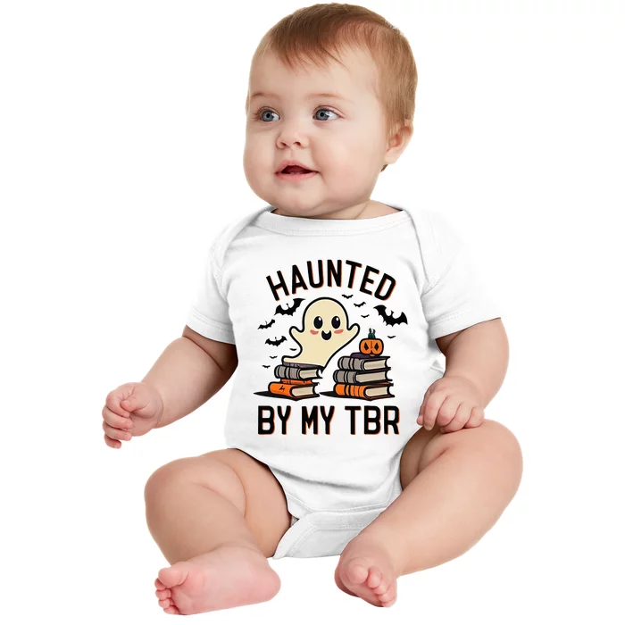 Haunted By My Tbr Boo Halloween Book Baby Bodysuit