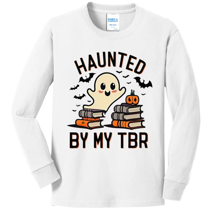 Haunted By My Tbr Boo Halloween Book Kids Long Sleeve Shirt