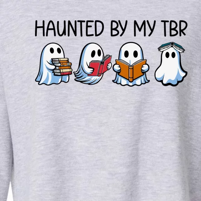 Haunted By My Tbr Funny Ghosts Reading Halloween Books Gift Cropped Pullover Crew